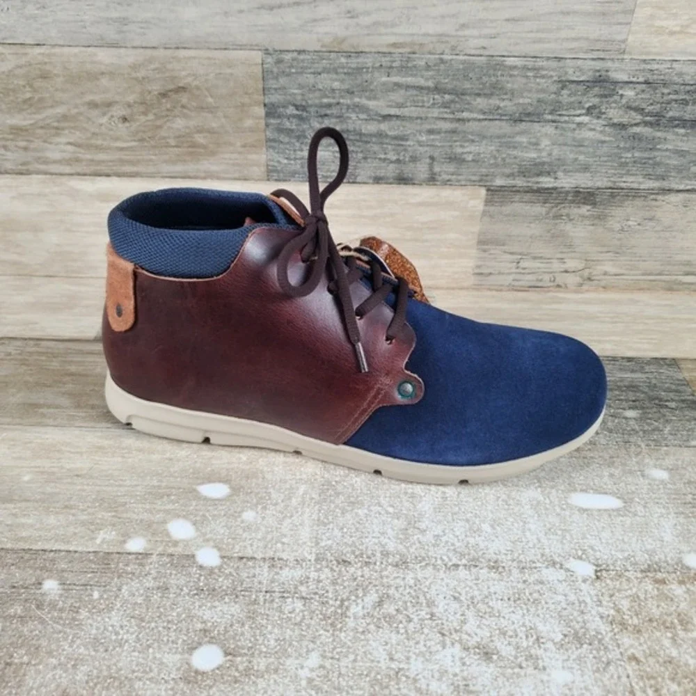 Birkenstock Estevan Women Shoe Sz 10.5 Casual Blue Brown Leather Lace Up Sneaker